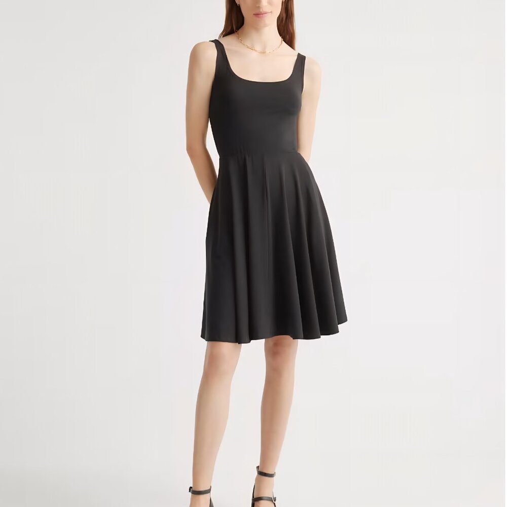 Quince Tencel Jersey Fit & Flare Dress, Size Medium